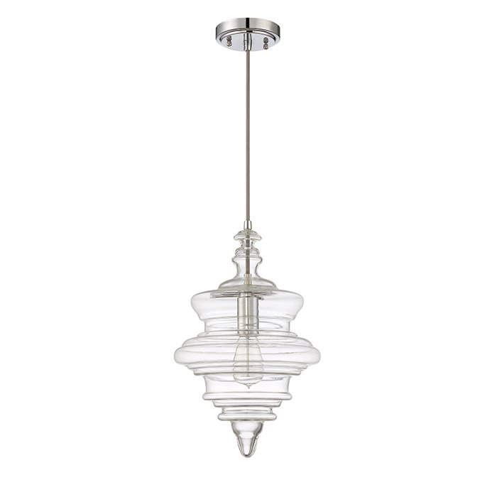 Craftmade 1 Light Mini Pendant with Cord in Chrome with Clear Glass