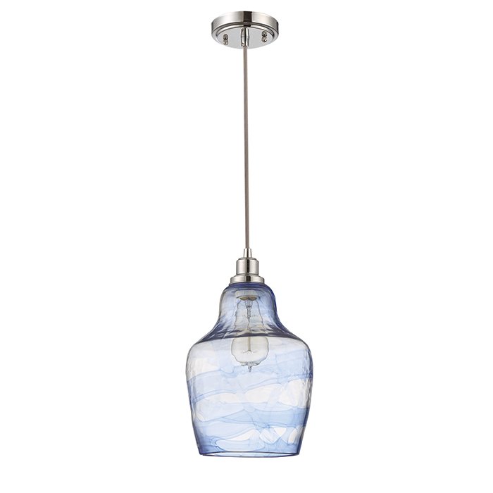 Craftmade 1 Light Mini Pendant with Cord in Chrome with Clear with Blue Hue Glass