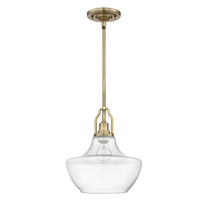 Craftmade 1 Light Mini Pendant with Rods in Legacy Brass with Clear Glass