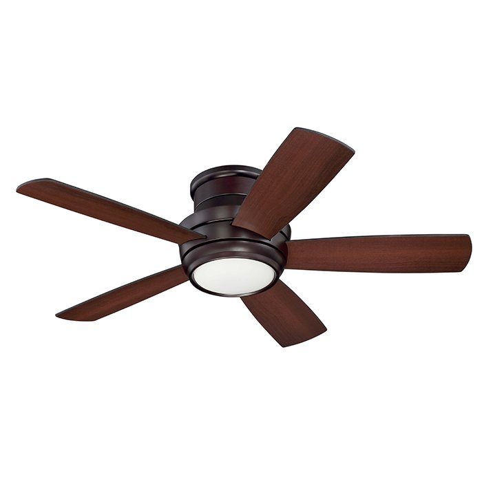 Craftmade 44" Ceiling Fan in Oiled Bronze with Walnut/Matte Black Blades and Matte White Glass