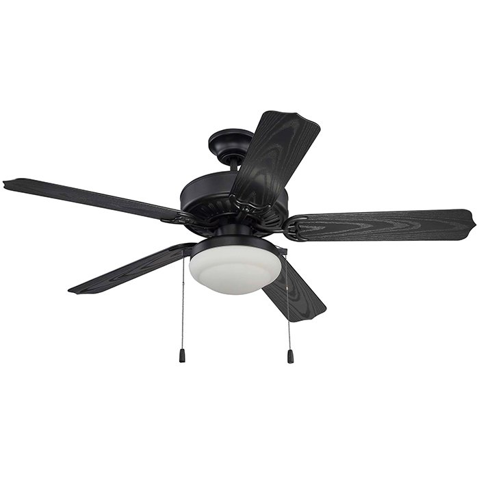 Craftmade 52" Ceiling Fan in Matte Black with Matte Black Blades and Matte White Plastic