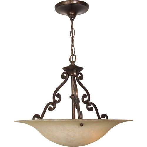 Craftmade 16" Pendant Light in Aged Bronze with Antique Scavo Glass