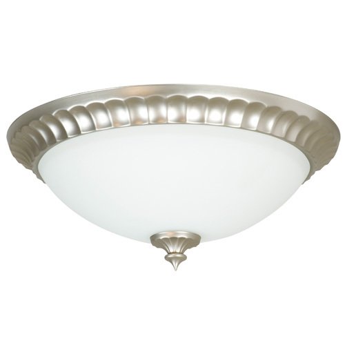 Craftmade 16" Round Flute Pan Flush Mount Light in Brushed Nickel with Frosted Glass