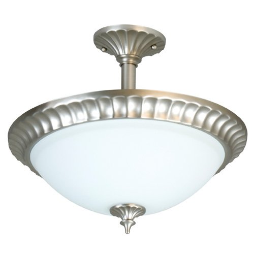 Craftmade 16" Round Flute Semi Flush Light in Brushed Nickel with Frosted Glass