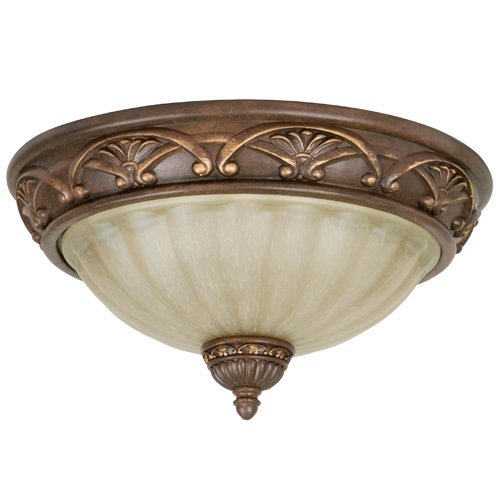Craftmade 13" Flush Mount Light in Aged Bronze with Tea Stained Glass