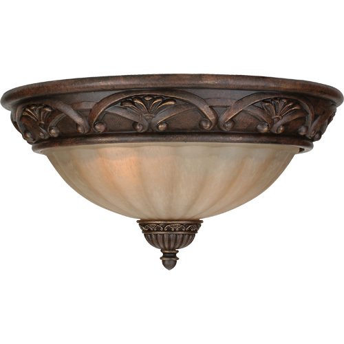 Craftmade 16" Flush Mount Light in Aged Bronze with Tea Stained Glass