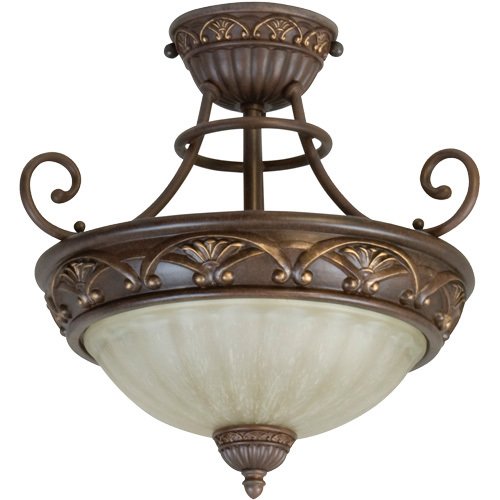 Craftmade 13" Semi Flush Light in Aged Bronze with Tea Stained Glass