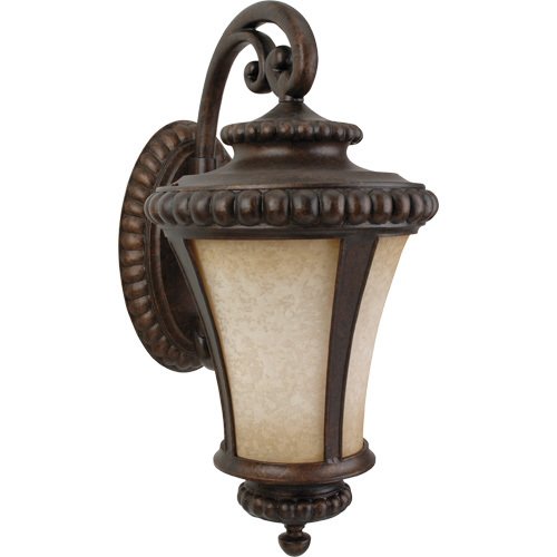 Craftmade 16" Exterior Wall Light in Peruvian Bronze with Antique Scavo Glass