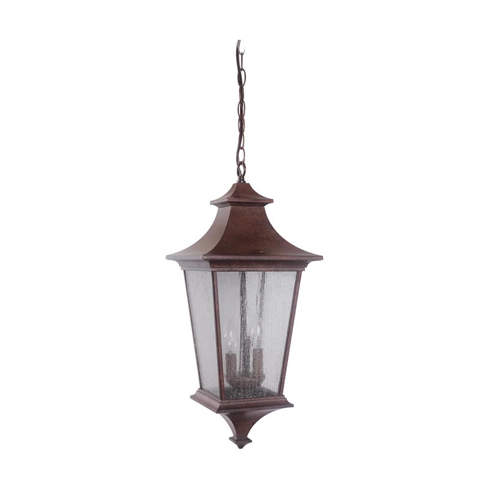 Craftmade LED Exterior Medium 1 Light Pendant in Aged Bronze with Clear Seeded Glass