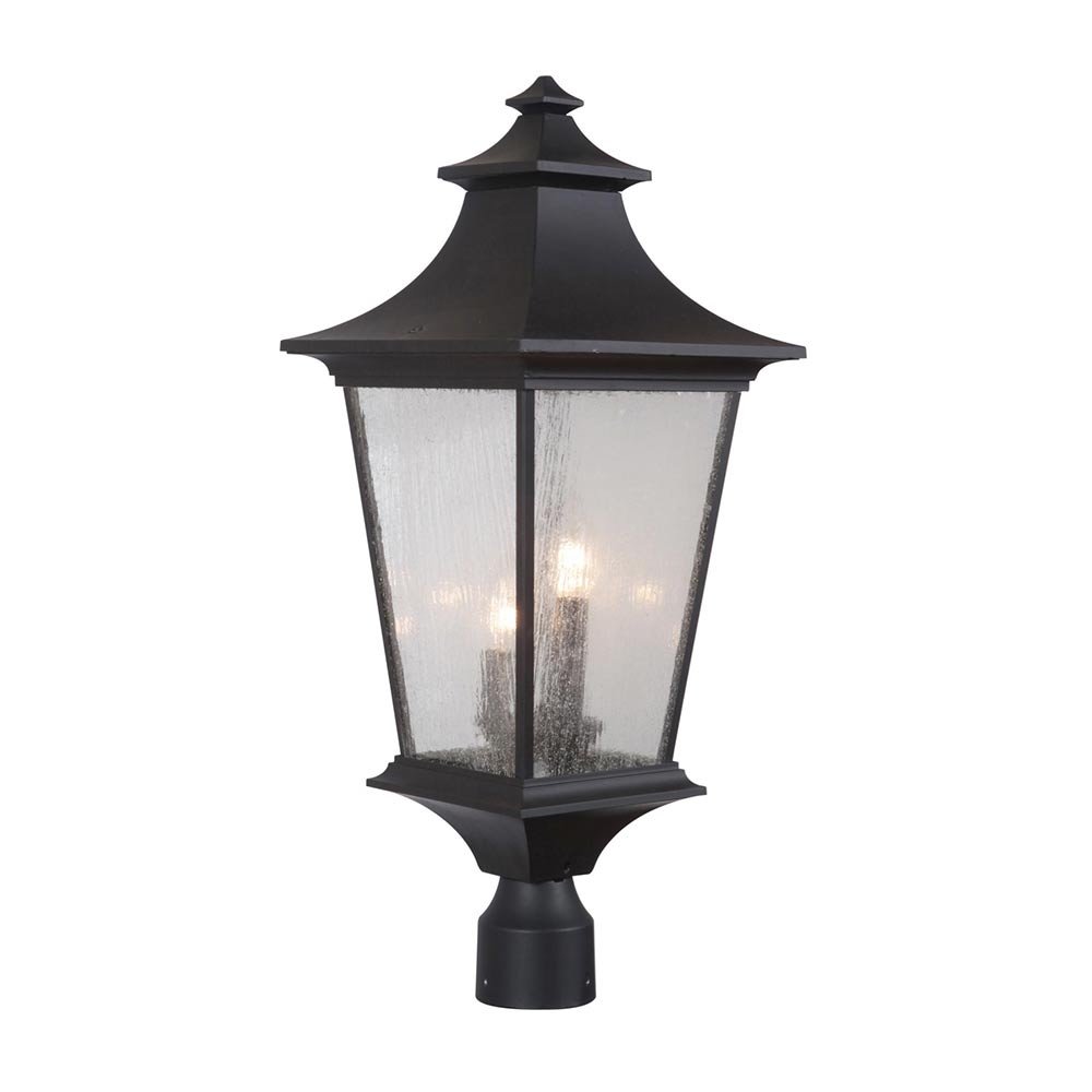 Craftmade 3 Light Post Mount in Midnight with Clear Seeded Glass