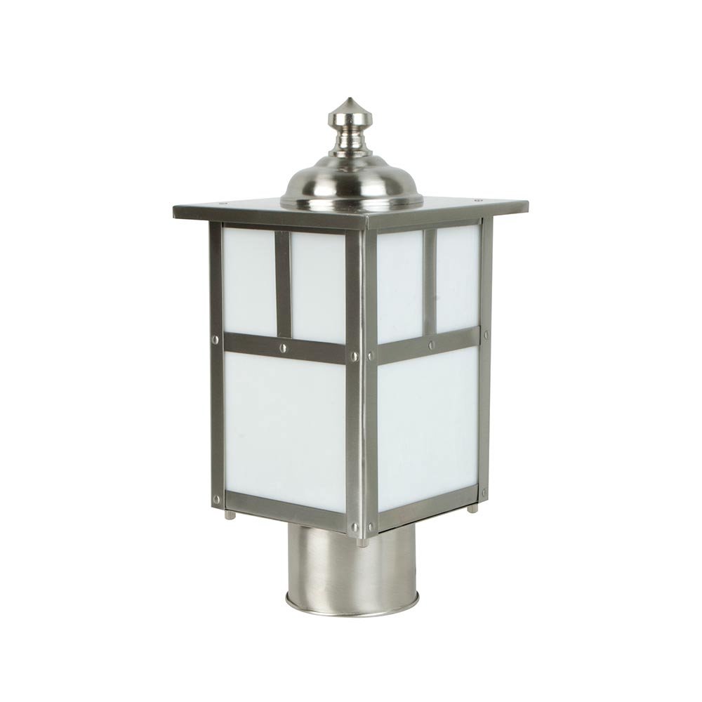 Craftmade Mission 1 Light Post Mount in Stainless Steel with Frosted Glass