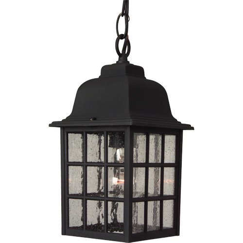 Craftmade 6" Hanging Exterior Light in Matte Black with Seeded Glass