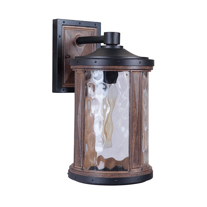 Craftmade 1 Light Medium Wall Mount in Textured Black / Whiskey Barrel with Clear Hammered Glass