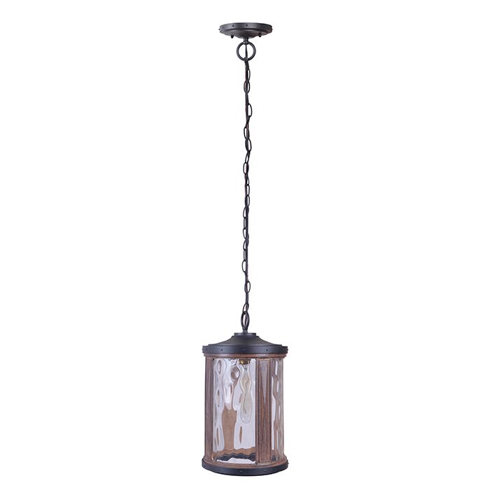 Craftmade 1 Light Large Pendant in Textured Black / Whiskey Barrel with Clear Hammered Glass