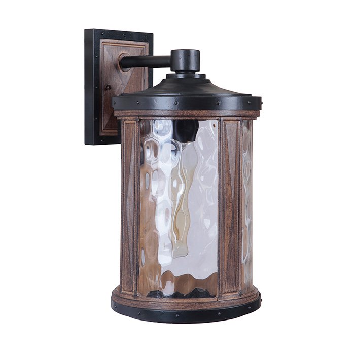 Craftmade 1 Light Large Wall Mount in Textured Black / Whiskey Barrel with Clear Hammered Glass