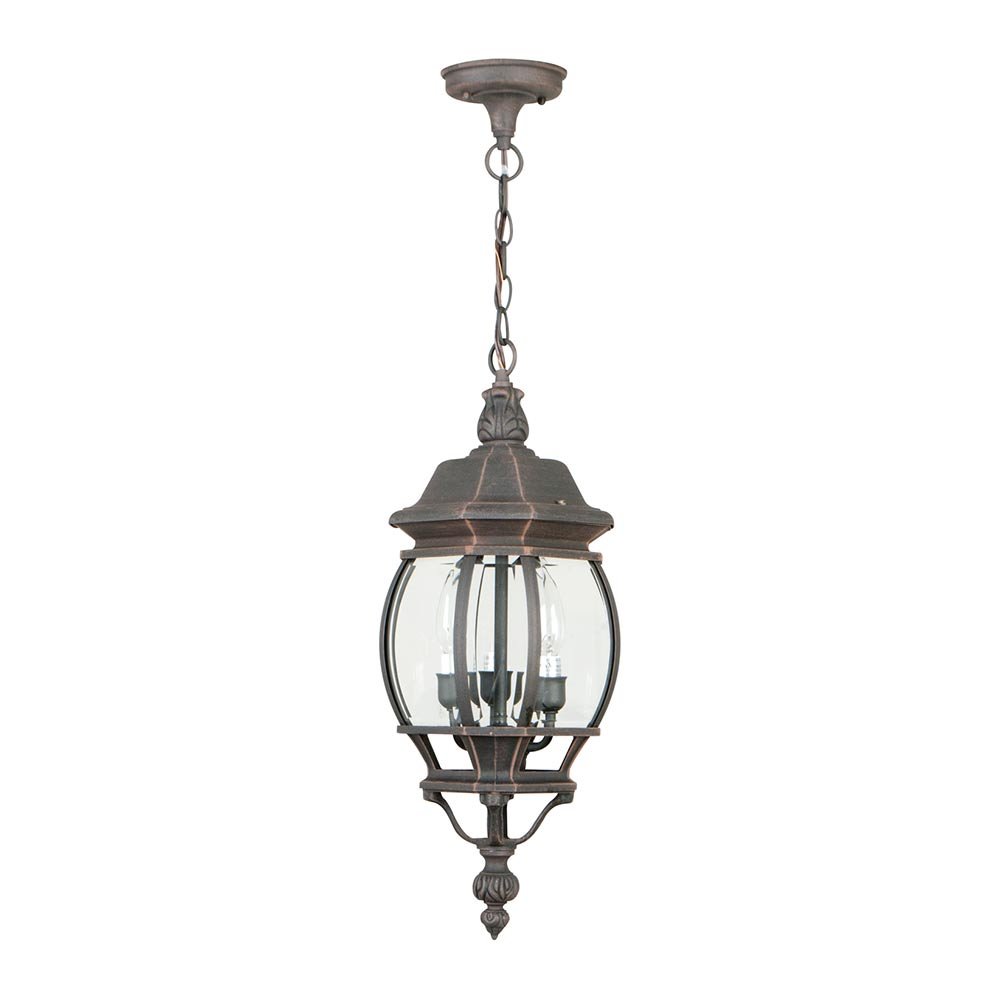 Craftmade French Style 3 Light Pendant in Rust with Clear Beveled Glass