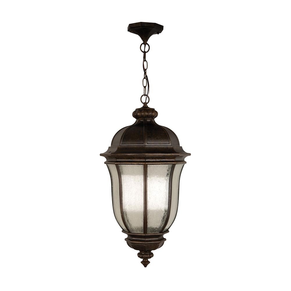 Craftmade LED Exterior Large 1 Light Pendant in Peruvian Bronze with Clear Seeded Glass