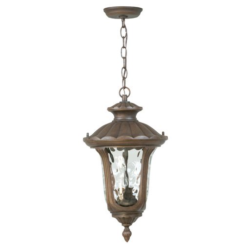 Craftmade 11" Hanging Exterior Light in Aged Bronze with Clear Hammered Glass