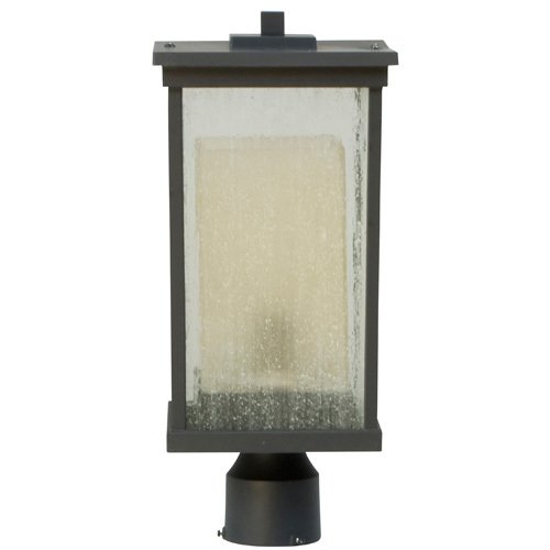 Craftmade 8" Exterior Post Light in Oiled Bronze with Clear Seeded Glass (Outer) & Frosted Amber Glass (Inner)