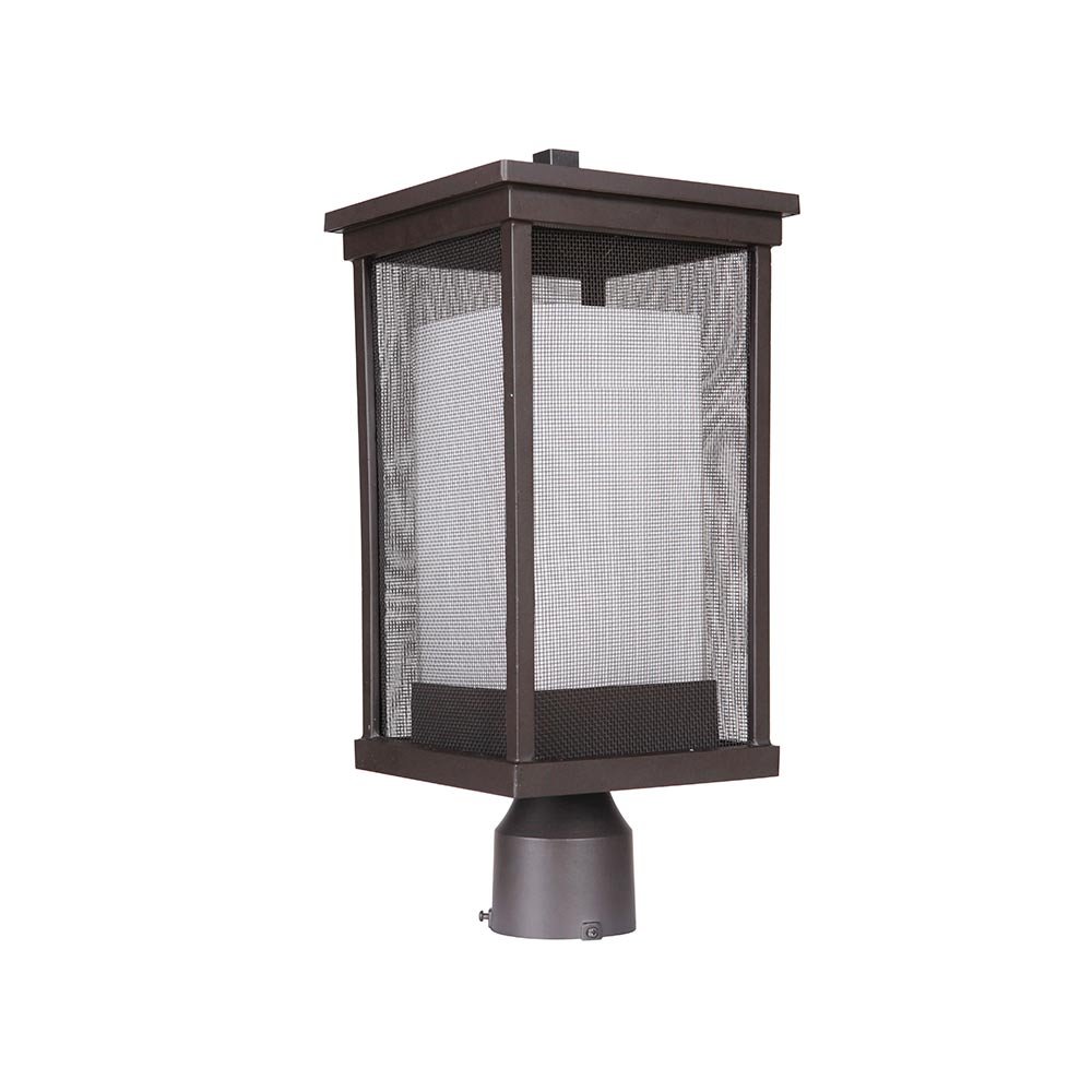 Craftmade 1 Light Post Mount in Oiled Bronze with White Frosted Glass