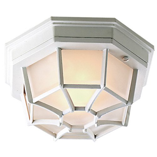 Craftmade 10 5/8" Flush Mount Exterior Light in Matte White with Frosted Glass