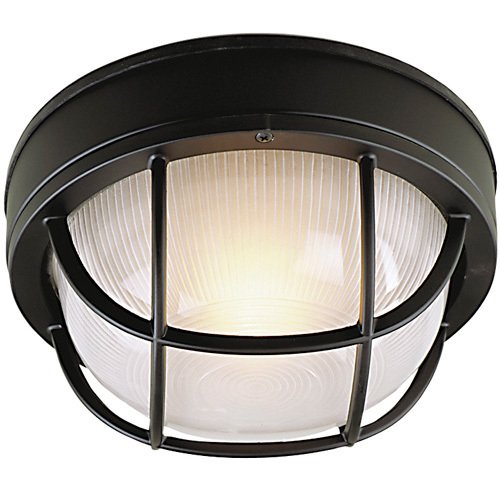 Craftmade 8" Diameter Flush Mount Exterior Light in Matte Black with Frosted Halophane Glass