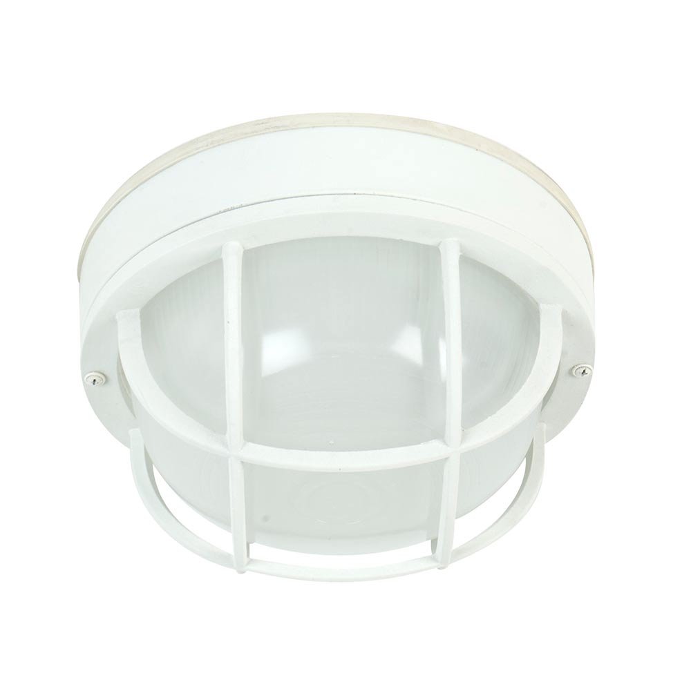 Craftmade Bulkhead 1 Light Large Flushmount in Matte White with Frosted Halophane Glass