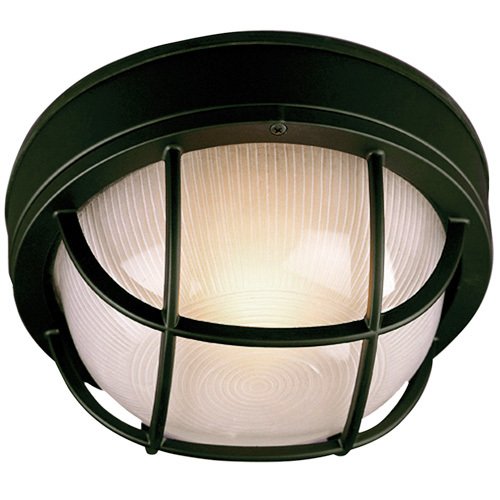 Craftmade 10" Flush Mount Exterior Light in Matte Black with Frosted Halophane Glass