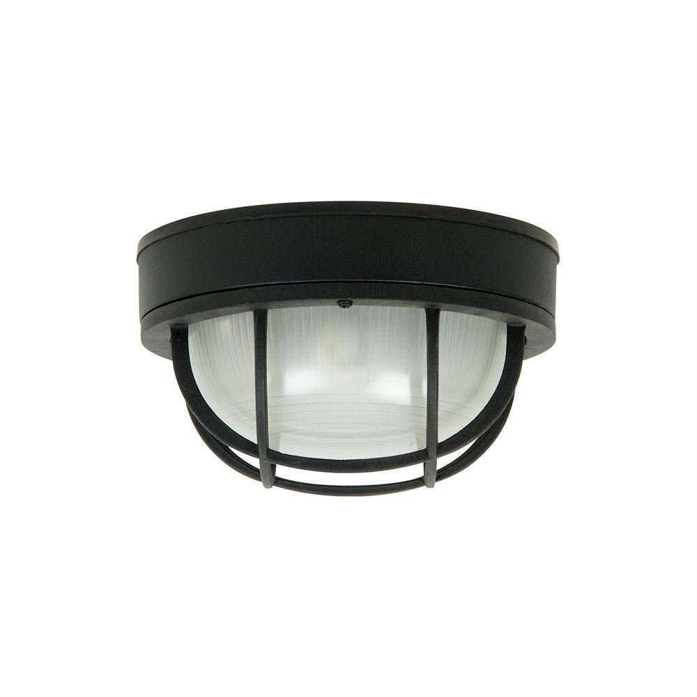 Craftmade Bulkhead 1 Light Large Flushmount in Matte Black with Frosted Halophane Glass