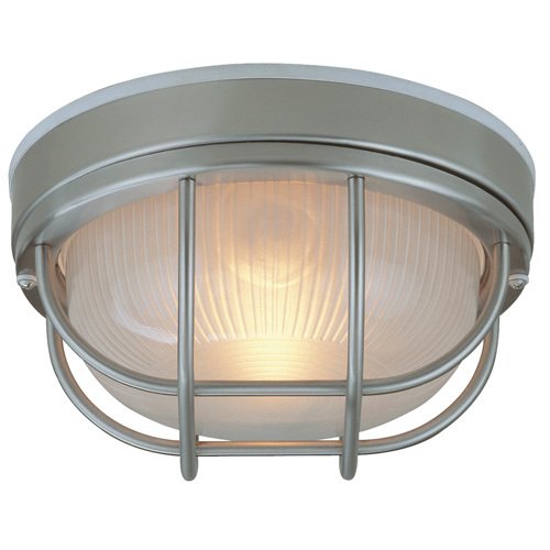 Craftmade 10" Flush Mount Exterior Light in Stainless Steel with Frosted Halophane Glass