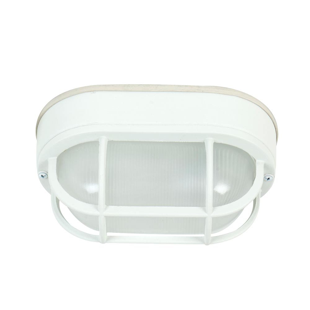 Craftmade Bulkhead 1 Light Small Flushmount in Matte White with Frosted Halophane Glass