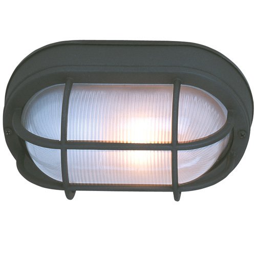Craftmade 6 1/2" Flush Mount Exterior Light in Matte Black with Frosted Halophane Glass