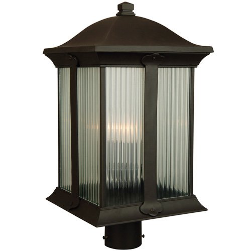 Craftmade 10 3/4" Exterior Post Light in Oiled Bronze with Halophane Glass