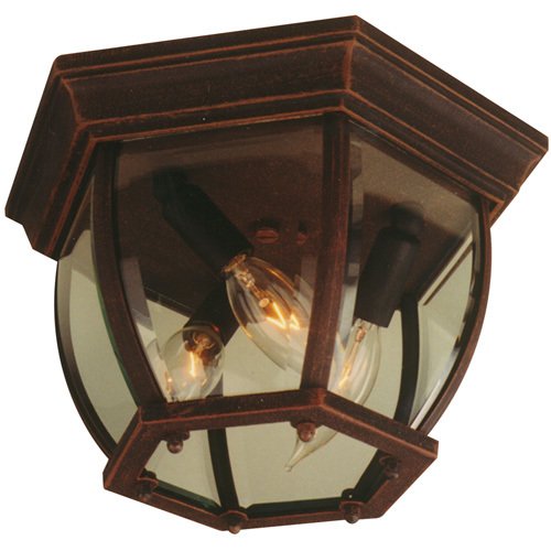 Craftmade 10 3/4" Flush Mount Exterior Light in Rust with Clear Beveled Glass