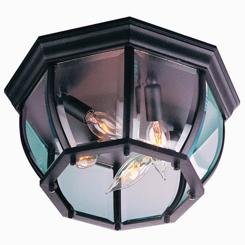 Craftmade 12 3/4" Flush Mount Exterior Light in Matte Black with Clear Beveled Glass