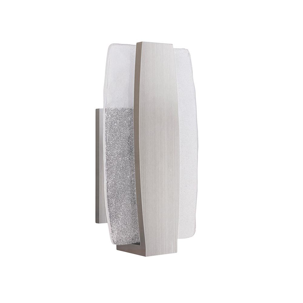 Craftmade Medium LED Pocket Sconce in Stainless Steel with Heavily Seeded Cast Glass