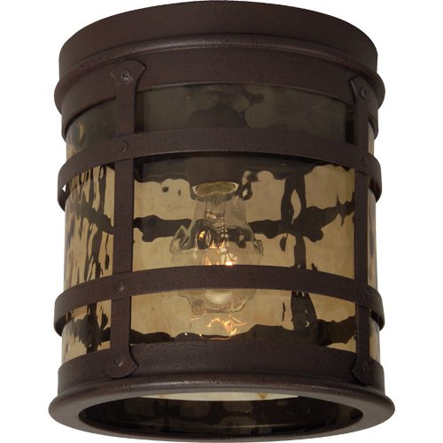 Craftmade 8 5/16" Flush Mount Exterior Light in Rustic Iron with Hammered Champagne Glass