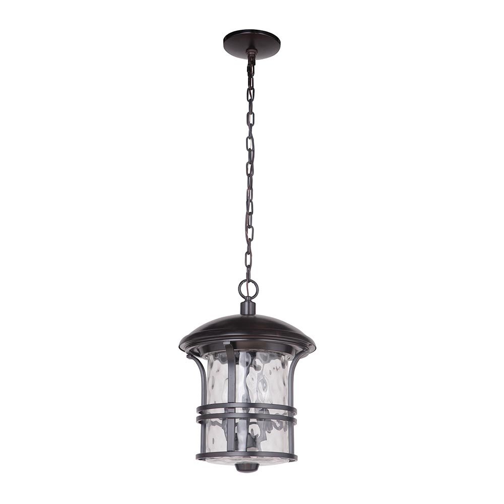Craftmade 3 Light Large Pendant in Oiled Bronze with Clear Hammered Glass