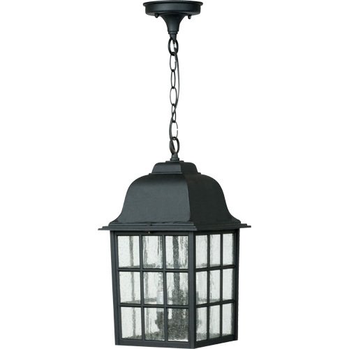 Craftmade 8 1/2" Hanging Exterior Light in Matte Black with Seeded Glass