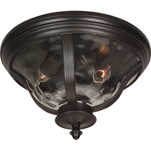 Craftmade 14" Flush Mount Exterior Light in Oiled Bronze with Hammered Clear Glass