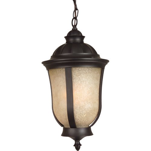 Craftmade 9 1/2" Energy Star Hanging Exterior Light in Oiled Bronze with Tea Stained Scavo Glass