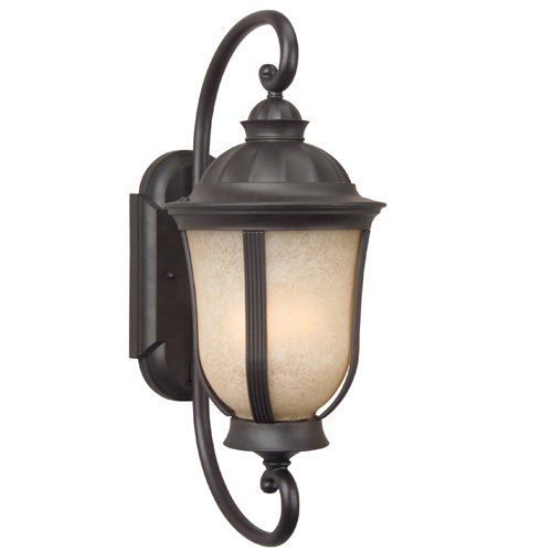 Craftmade 12" Energy Star Exterior Wall Light in Oiled Bronze with Tea Stained Scavo Glass