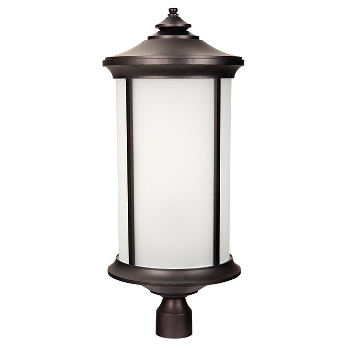 Craftmade 1 Light Large Post Mount in Oiled Bronze Gilded with White Frosted Glass