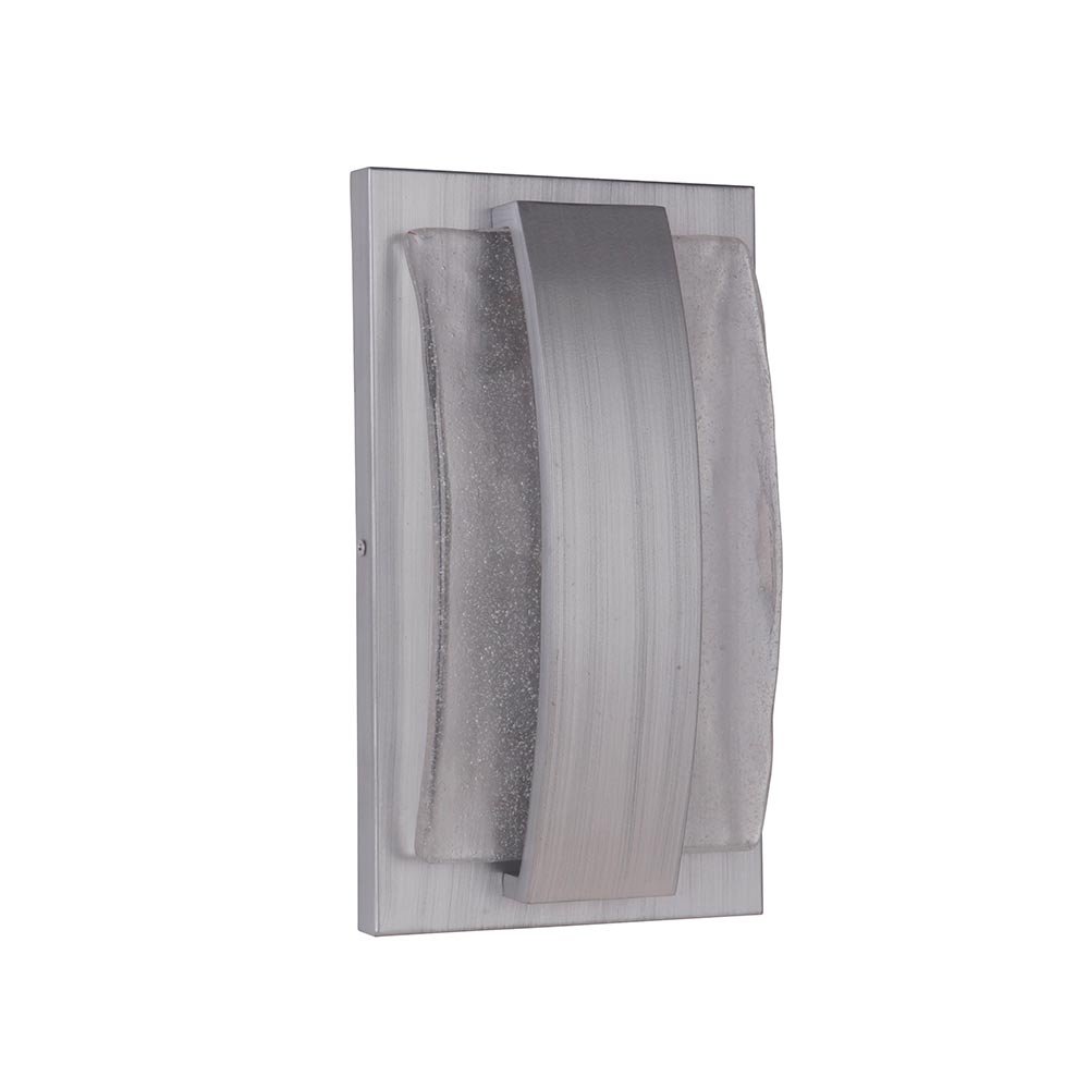 Craftmade Small LED Pocket Sconce in Brushed Aluminum with Clear Seeded Glass