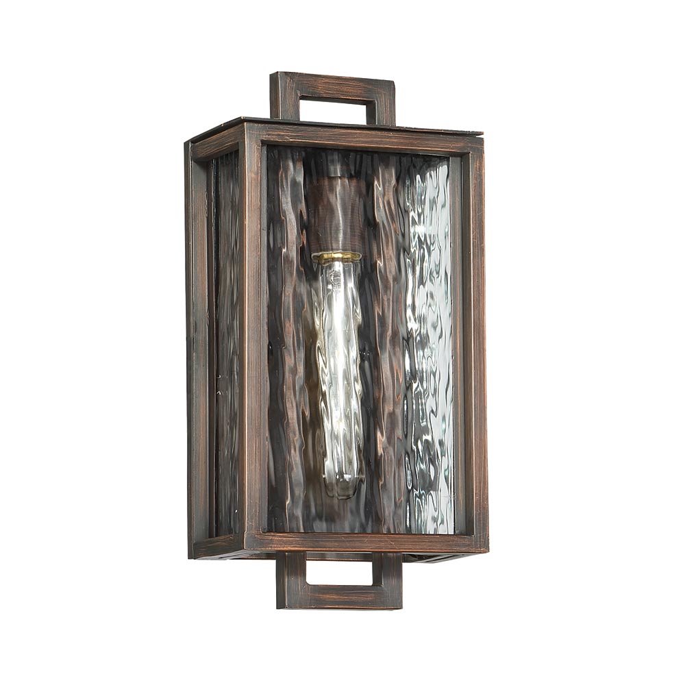 Craftmade Cubic 1 Light Small Wall Mount in Aged Bronze Brushed with Clear Water Glass