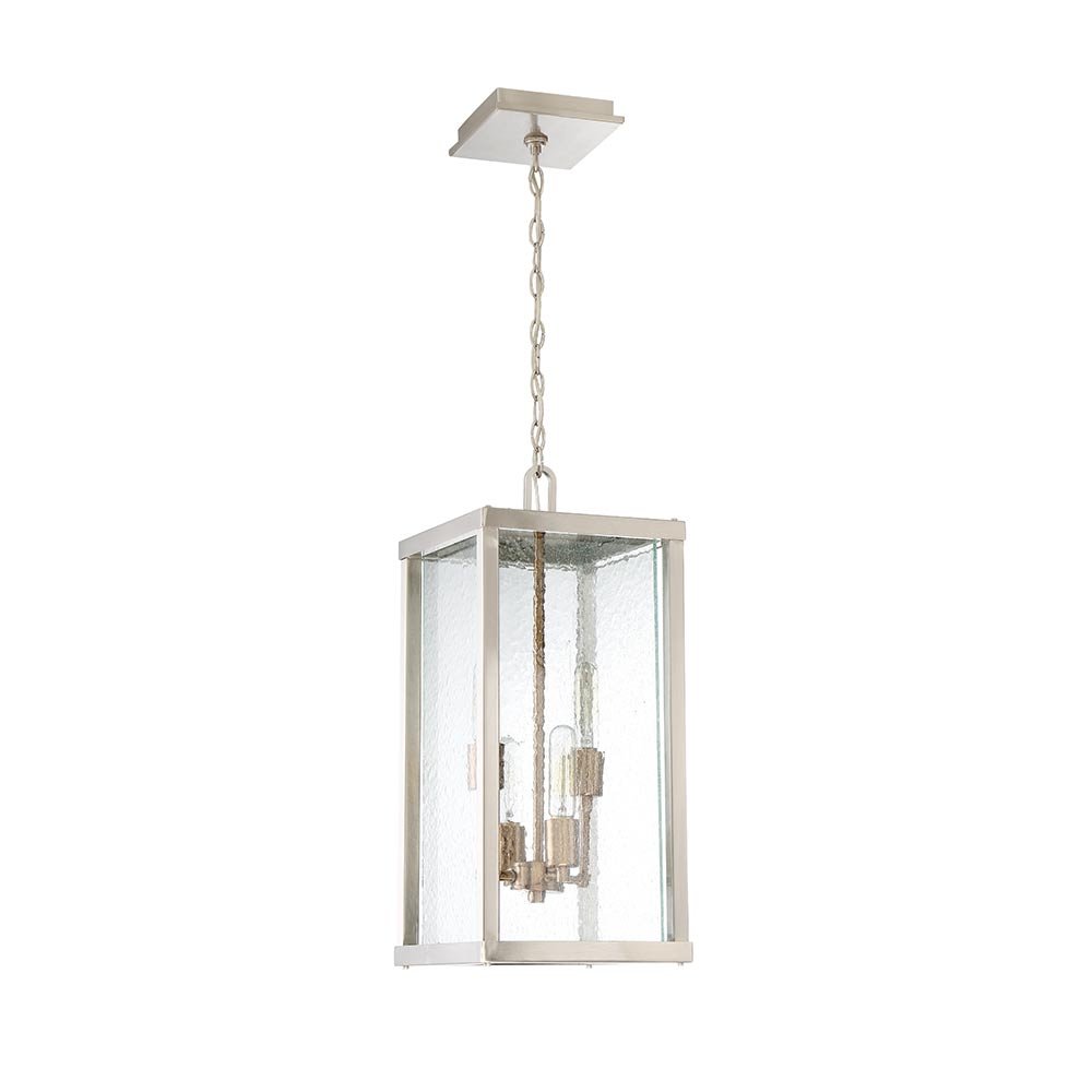 Craftmade 4 Light Large Pendant in Brushed Nickel/Patina Aged Brass with Clear Seeded Glass