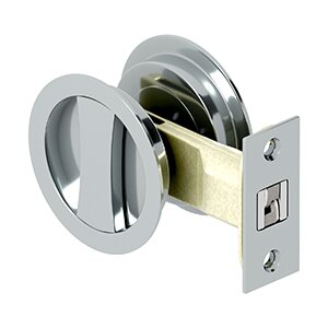 Deltana Tubular Round Passage Pocket Door Set in Polished Chrome