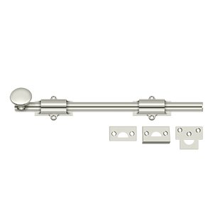 Deltana Solid Brass 12" Heavy Duty Surface Bolt in Polished Nickel