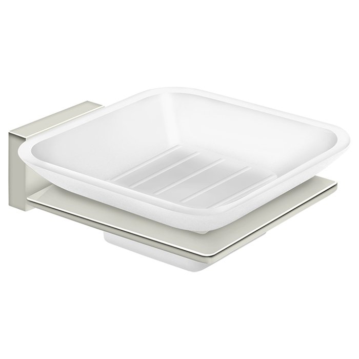 Deltana Frosted Glass Soap Dish in Polished Nickel