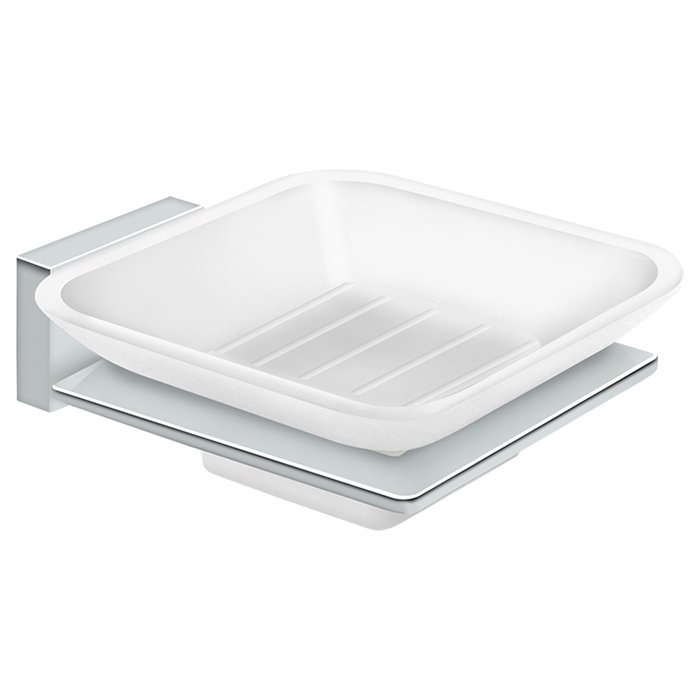 Deltana Frosted Glass Soap Dish in Polished Chrome